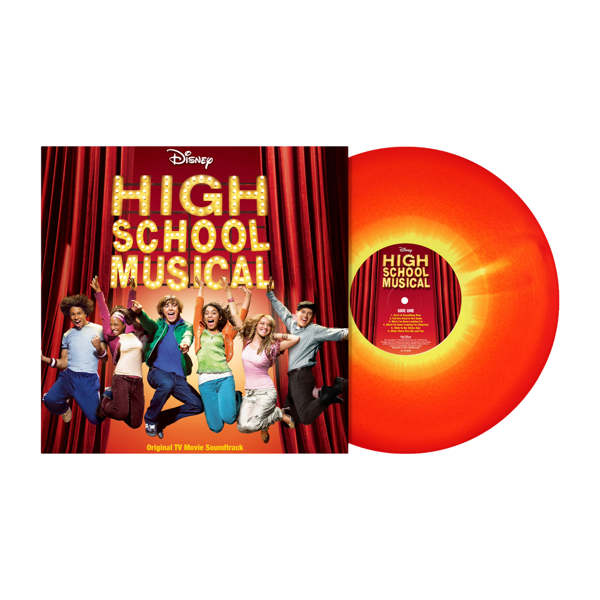 Image of Front Cover of LP - NEW/NEW - VARIOUS ARTISTS, High School Musical (20th Anniversary) (Disney; 8761045, UK 2026 Reissue, Limited Edition Red & Yellow Vinyl), , Celebrate 20 years of High School Musical with this limited-edition red and yellow vinyl soundtrack, featuring favourites including ‘We're All In This Together’ and ‘Breaking Free’. - 9419617C