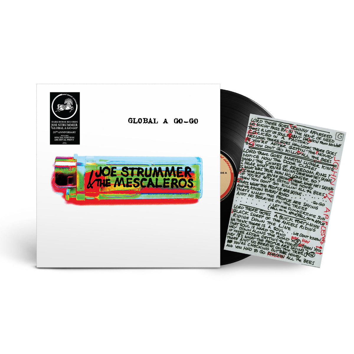 Image of Front Cover of 2xLP - NEW/NEW - JOE STRUMMER & THE MESCALEROS, Global A Go-Go (25th Anniversary) (BMG; 964254941, UK 2026, Gatefold, Printed Lyric Sheet, Black Vinyl), , 25th anniversary edition of Joe Strummer & The Mescaleros' second album, featuring 'Johnny Appleseed', 'Bhindi Bhagee' and 'Mondo Bongo'. - 9419620C