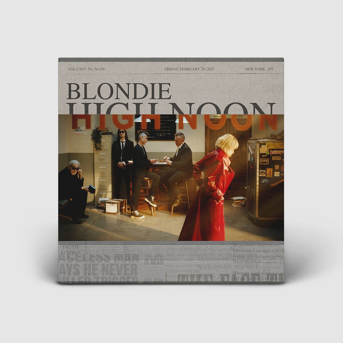 Image of Front Cover of LP - NEW/NEW - BLONDIE, High Noon (BMG; 964176331, UK 2027, Gatefold, Printed Inner, 140g Black Vinyl), , Blondie's first album in nine years blends rock, punk, dance and Latin rhythms, with contributions from Johnny Marr, Glen Matlock, Zach Condon and members of Lucius. Produced in New York by John Congleton and David Wrench, it features the final recordings of co-founding drummer Clem Burke. - 9419622C