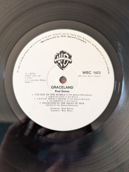Image of Label Cover of LP - VG/VG+ - PAUL SIMON, Graceland (Warner Bros. Records; WBC 1602, Zimbabwe 1986), slight crinkle to cover,  - 4346026S