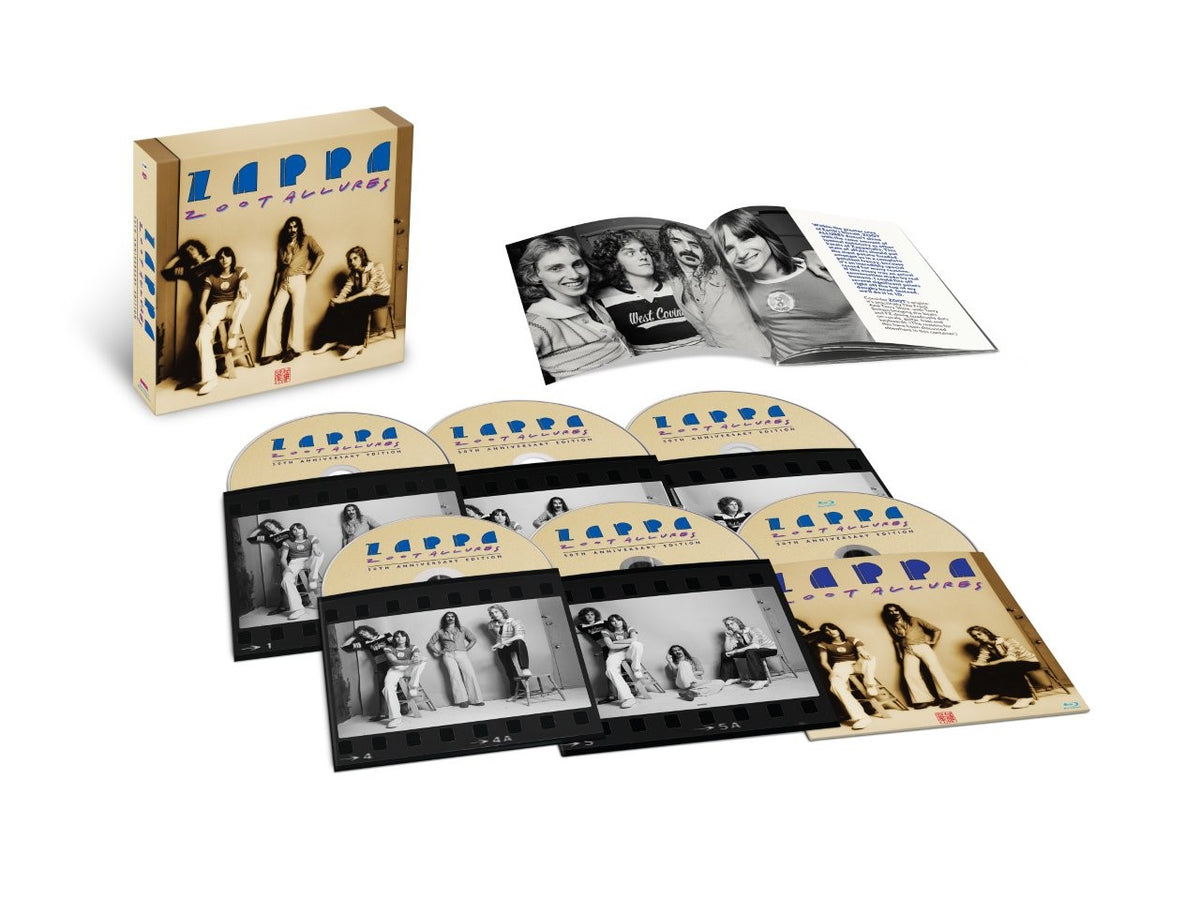 Image of Front Cover of 6xCD - NEW/NEW - FRANK ZAPPA, Zoot Allures 50th Anniversary (UMR; 6104296, UK 2026 Reissue, Photo and Essay Booklet, Limited Super Deluxe Edition 5CD + Blu-ray 2026 Remaster with Unreleased Alternate Album), , The CDs are comprised of the main album newly remastered, The Composer’s unreleased 2LP Version of Zoot Allures – “Night of The Iron Sausage,” plus bonus material featuring unheard studio outtakes from the album sessions, alternate mixes, radio ads, a complete concert recorded 