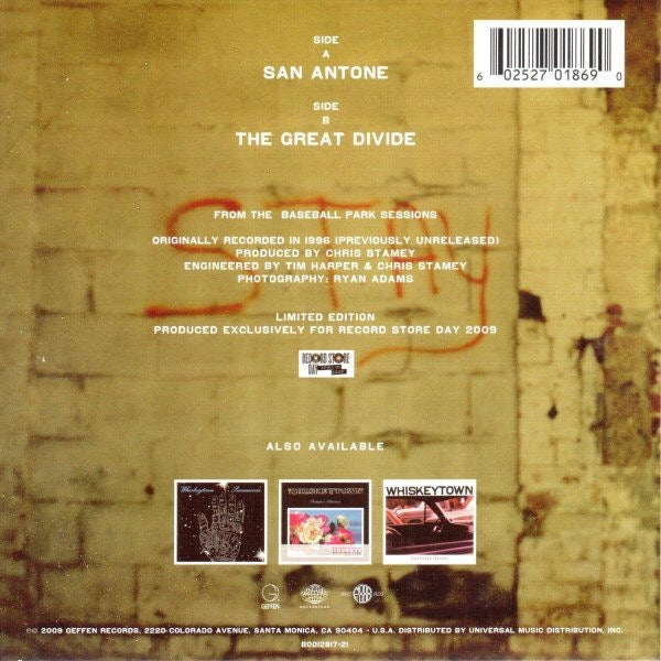 Image of Back Cover of 7" - VG/VG+ - WHISKEYTOWN, San Antone (Geffen Records; B00128170-21, US 2009, Picture Sleeve, Ryan Adams. RSD 2009. Limited To 2000), ,  - 4316204C