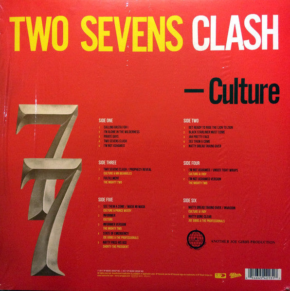 Image of Back Cover of 3x3X LP - VG/VG+ - CULTURE, Two Sevens Clash (VP Records; VPRL4213, UK 2017), Strong 3X Vinyl. Light creases in sleeve, slight wear on corners..,  - 4326062E