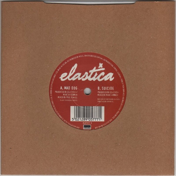 Image of Back Cover of 7" - VG+/VG - ELASTICA, Mad Dog (Deceptive; BLUFF077, UK 2000, Printed Brown Die Cut Sleeve, Numbered ), Limited Edition No 0187,  - 4316210C