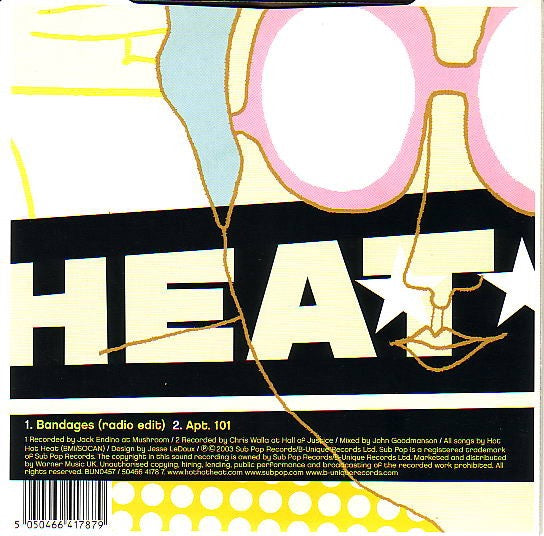Image of Back Cover of 7" - VG/VG+ - HOT HOT HEAT, Bandages (B-Unique Records; BUN0457, UK 2003, Picture Sleeve), ,  - 4316211C