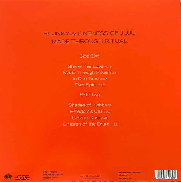 Image of Back Cover of LP - VG+/VG+ - PLUNKY & ONENESS, Made Through Ritual (Strut; STRUT330LP, UK 2025, Insert, Stickered Outer Plastic Sleeve), ,  - 4346061S