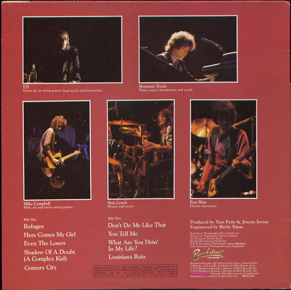 Image of Back Cover of LP - VG/VG+ - TOM PETTY AND THE HEARTBREAKERS, Damn The Torpedoes (Backstreet Records; MCA-5105, Canada 1981 Reissue, Inner, Half-speed mastered), ,  - 4326116E