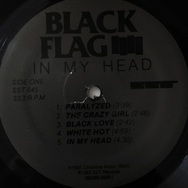 Image of Label Cover of LP - VG/VG+ - BLACK FLAG, In My Head (SST Records; SST 045, US 2000s Reissue, Dc BQS matrix), Corner creases, cover scuffs,  - 4346088S