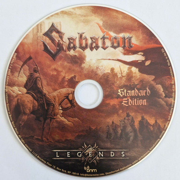 Image of Label Cover of 2xCD - VG+/VG - SABATON, Legends (Better Noise Music; BNM-986-3, Europe 2025, Book Sleeve), ,  - 4336039E