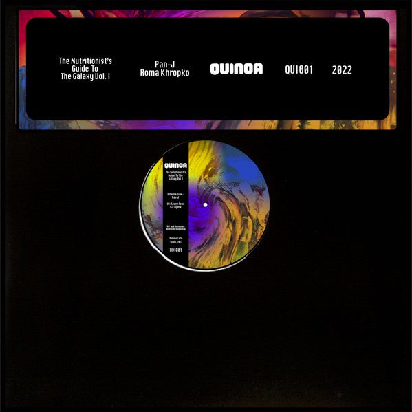 Image of Front Cover of 12" - VG/VG - PAN-J / ROMA KHROPKO, The Nutritionist's Guide To The Galaxy Vol. I (Quinoa Cuts; QUI001, Spain 2023, Stickered Plain Sleeve), Sleeve is a little worn with split on the top., A1	PAN-J�Seven Seas	A2	PAN-J�Hydra	B1	Roma Khropko�Tricks Of The Trade	B2	Roma Khropko�4 Walls	 - 4316194C