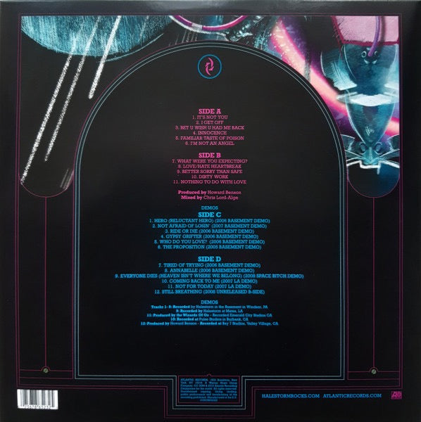 Image of Back Cover of 2xLP - VG+/VG - HALESTORM, Halestorm (Atlantic ; 075678652325, Europe 2019 Reissue, Gatefold, Poster, One Disc Blue Vinyl, One Disc Yellow Vinyl), Strong VG,  - 4326095E