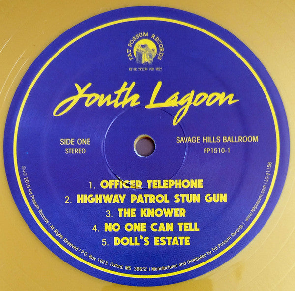 Image of Label Cover of LP - VG+/VG+ - YOUTH LAGOON, Savage Hills Ballroom (Fat Possum Records; FP1510-1, US 2015, Embossed Gatefold Sleeve, Inner, Gold Vinyl), ,  - 4346093S