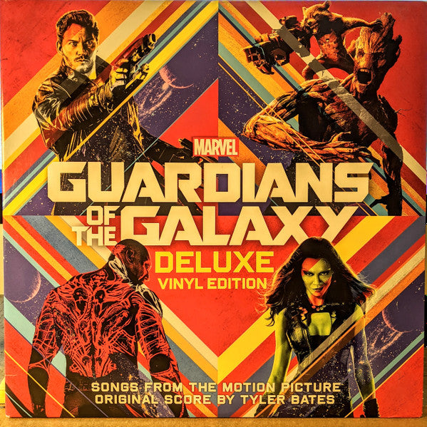 Image of Front Cover of 2xLP - EX/VG+ - VARIOUS, Guardians Of The Galaxy (Deluxe Vinyl Edition) (Hollywood Records; D002959801, US 2018 Reissue, Gatefold, Red And Yellow Swirl Vinyl), ,  - 4326084E