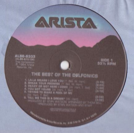 Image of Label Cover of LP - G+/VG+ - THE DELFONICS, The Best Of The Delfonics (Arista; ALB6-8333, US 1984), Water damage across bottom of sleeve and inner.,  - 4326124E