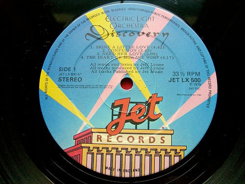 Image of Label Cover of LP - VG/G+ - ELECTRIC LIGHT ORCHESTRA, Discovery (Jet Records; JET LX 500, UK 1979, Gatefold, Inner & Merch Insert, No Poster), ,  - 4316280C