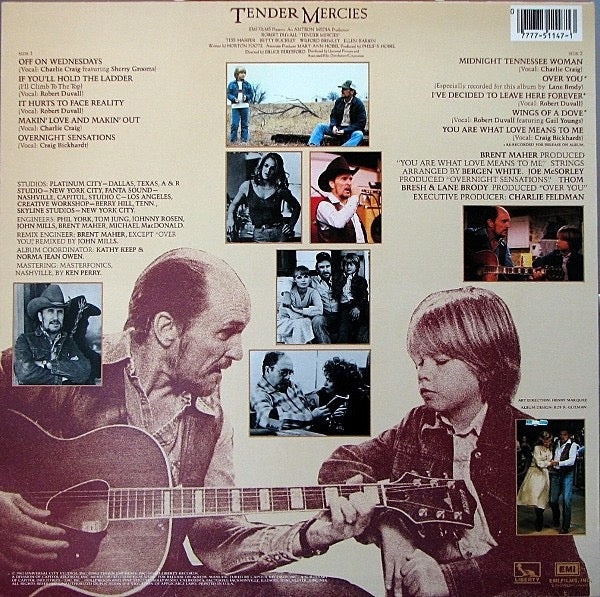 Image of Back Cover of LP - VG+/EX - VARIOUS ARTISTS, Tender Mercies - Music From The Motion Picture (Liberty ; LO-51147, US 1983), Cut-out (Hole punched), Still In Stickered Shrinkwrap,  - 4326115E