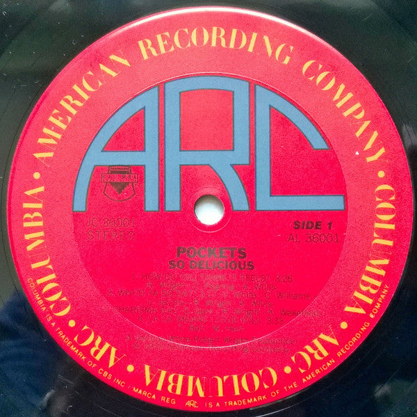 Image of Label Cover of LP - VG+/EX - POCKETS, So Delicious (ARC; JC 36001, US 1979, Inner), Corner cut bottom right.,  - 4326127E