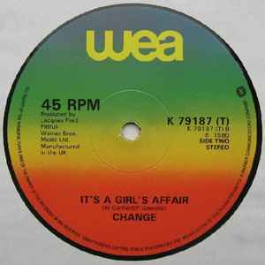 Image of Back Cover of 12" - G+/VG - CHANGE, The Glow Of Love (WEA; K 79187 (T), UK 1980, Company Sleeve), company sleeve - some wear. pen on label - light scuffs only,  - 4346148S