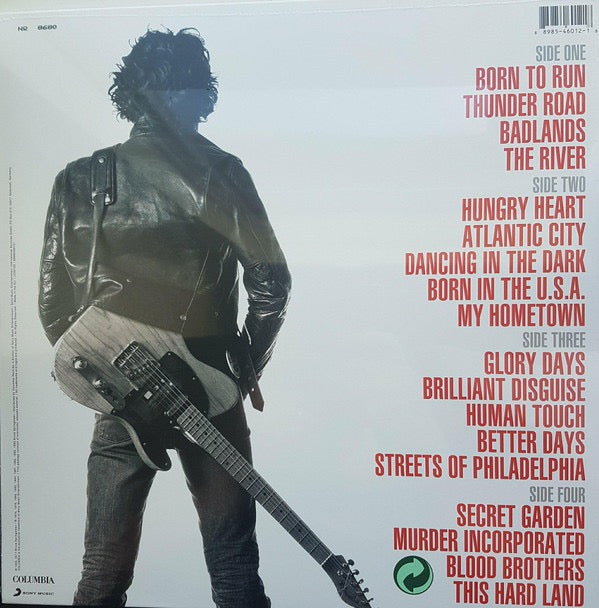 Image of Back Cover of 2xLP - EX/VG+ - BRUCE SPRINGSTEEN, Greatest Hits (Columbia ; C2 67060, Europe 2018, Gatefold, Inner & Insert, Red Vinyl, Numbered Limited Edition, R.S.D. 2018 Release), Limited Edition No 9393,  - 4326103E