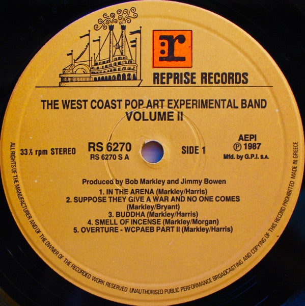 Image of Label Cover of LP - VG/G+ - THE WEST COAST POP ART EXPERIMENTAL BAND, Vol. 2 (Reprise Records; RS 6270, Greece 1987 Reissue), Light marks only,  - 4316282C