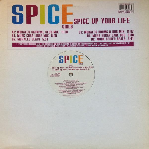 Image of Front Cover of 2x12" - VG/VG - SPICE GIRLS, Spice Up Your Life (Virgin; VST 1660, UK 1997, Title Stickered Plain Die Cut Sleeve), Cosmetic mark across side one letting the side down, otherwise VG+.,  - 4316250C