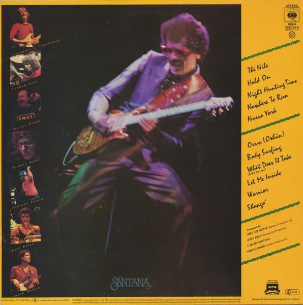 Image of Back Cover of LP - VG/VG - SANTANA, Shango (CBS Sunburst Labels; CBS 85914, UK 1982, Inner), ,  - 4316286C