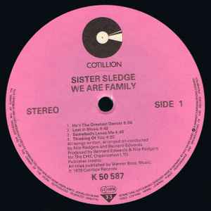 Image of Label Cover of LP - VG+/EX - SISTER SLEDGE, We Are Family (Cotillion; COT 50 587, UK 1979), Light creasing on edges of sleeve.,  - 4346166S