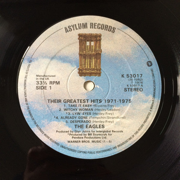 Image of Label Cover of LP - VG+/VG - EAGLES, Their Greatest Hits (1971-1975) (Asylum Records; K 53017, UK Reissue, Embossed Sleeve), ,  - 4326157E