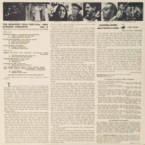 Image of Back Cover of LP - VG/VG - VARIOUS, Newport Folk Festival 1964 - Evening Concerts Vol. 2 (Vanguard; VSD-79185, US 1965), Cut-out (Hole punched),  - 4226207E