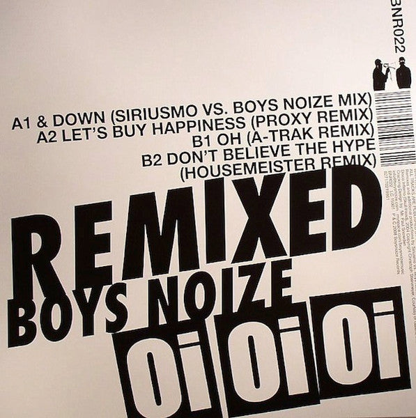 Image of Back Cover of 12" EP - VG/VG+ - BOYS NOIZE, Oi Oi Oi Remixed (Boysnoize Records; BNR022, Germany 2008, Picture Sleeve), ,  - 4326145E