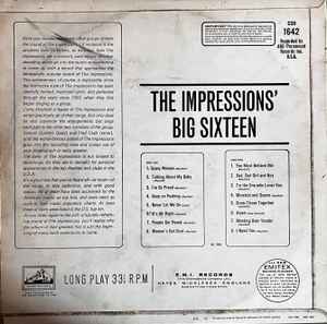 Image of Back Cover of LP - G+/G+ - THE IMPRESSIONS, Big Sixteen (His Master's Voice; CSD 1642, UK 1965, Flipback Sleeve), Lots of marks but plays above grade. Wear tosleeve with multiple creasing.,  - 4346173S