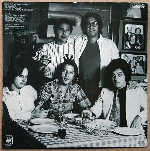 Image of Back Cover of LP - VG/VG+ - BILLY JOEL, The Stranger (CBS Sunburst Labels With Large Family Productions Logo & No Made In England; CBS 82311, UK 1977, Insert), ,  - 4316290C