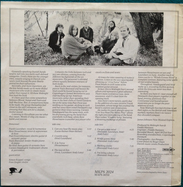 Image of Back Cover of LP - VG+/VG+ - MIDNIGHT SUN, Walking Circles (MCA Records; MKPS 2024, UK 1972, Laminated Front Sleeve), Beautiful Clean Copy. One Faint Surface Mark Does Not Affect Play,  - 4226211E
