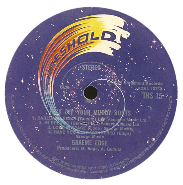 Image of Label Cover of LP - VG/VG - THE GRAEME EDGE BAND FEATURING ADRIAN GURVITZ, Kick Off Your Muddy Boots (Threshold; THS 15, UK 1975, Gatefold, The Moody Blues), ,  - 4316293C