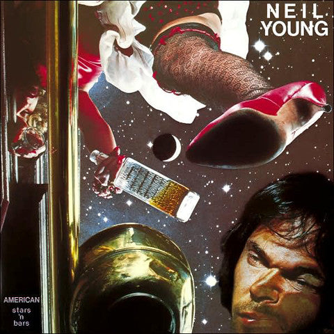 Image of Front Cover of LP - VG/G+ - NEIL YOUNG, American Stars 'N Bars (Reprise Records Steamboat Labels With W In Rim Text & Made In UK; K 54088, UK 1980s Reissue, Top Loading Sleeve Without Shorepak Mentioned), Light marks only,  - 4316294C