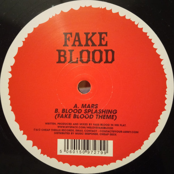Image of Front Cover of 12" - /VG+ - FAKE BLOOD, Mars (Cheap Thrills Records; CHEAP 003X, UK 2008, Plain Sleeve), ,  - 4326176E