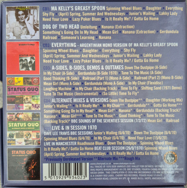 Image of Back Cover of 5xCD - M/M - STATUS QUO, The Early Years Vol 2 (1970-1972) (HNE Recordings Ltd; HNE5BOX240, Europe 2026, Box Set, Booklet), ,  - 4336091E
