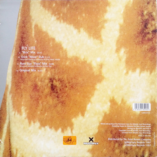Image of Back Cover of 12" - VG/VG+ - BASEMENT JAXX, Fly Life (Multiply Records; 12MULTY21, UK 1997, Picture Sleeve), Sleeve has sticker ghost,  - 4316374C