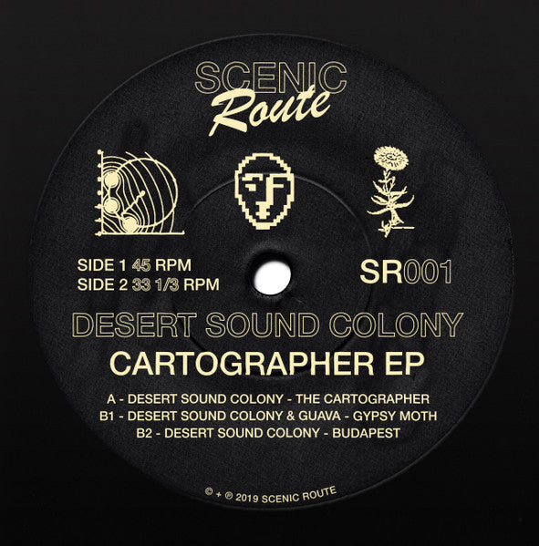 Image of Front Cover of 12" - /VG - DESERT SOUND COLONY, Cartographer EP (Scenic Route; SR001, UK 2019), , A Desert Sound Colony � The CartographerB1 Desert Sound Colony & Guava �	Gypsy MothB2 Desert Sound Colony � Budapest - 4316375C