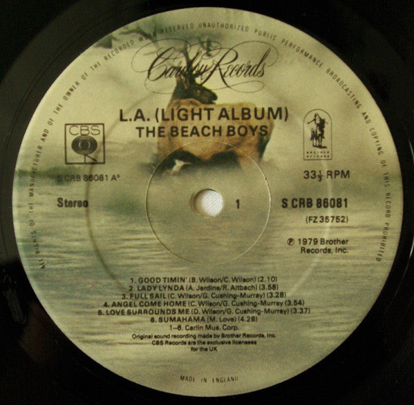 Image of Label Cover of LP - VG/VG - THE BEACH BOYS, L.A. (Light Album) (Caribou Records ; CRB 86081, UK 1979, Inner), Strong VG,  - 4316385C