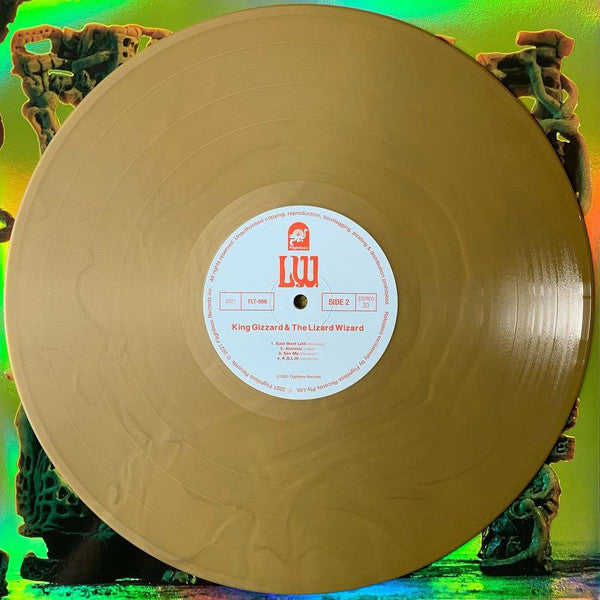 Image of Label Cover of LP - EX/EX - KING GIZZARD AND THE LIZARD WIZARD, L.W. (Explorations Into Microtonal Tuning Volume 3) (Flightless; FLT-066, Australia 2021, 3D sculptured embossed sleeve printed on rainbow mirror board, Inner, Limited Edition, Gold [Golden Delicious]), ,  - 4346152S