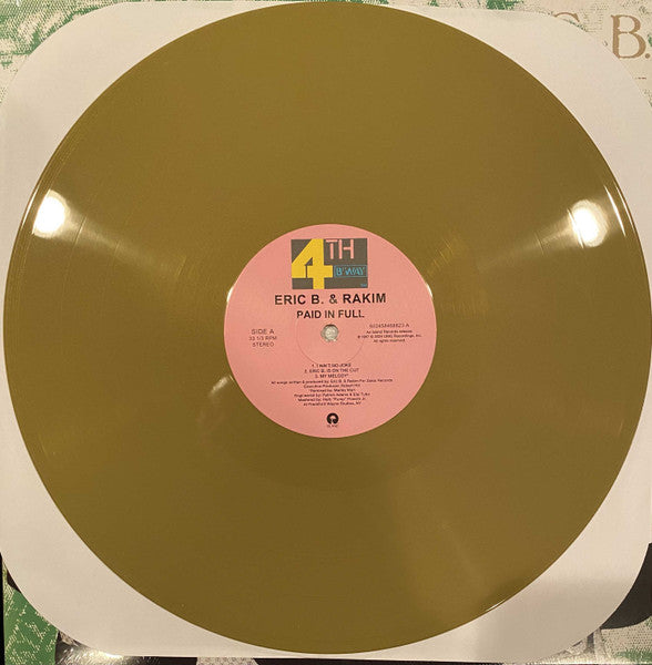 Image of Label Cover of 2xLP - VG+/VG+ - ERIC B. & RAKIM, Paid In Full (4th & Broadway; 602458468823, USA & Canada 2024 Reissue, Gold Vinyl), With hype sticker,  - 4346095S