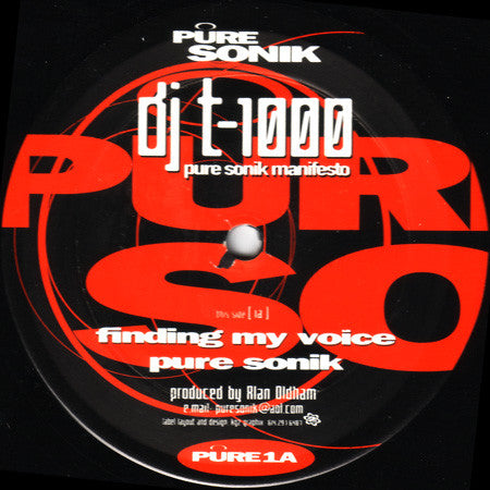 Image of Front Cover of 2x12" - /G+ - DJ T-1000, Pure Sonik Manifesto (Pure Sonik Records; PURE1, US 1997), Some fogging and staining on discs, A1	Finding My VoiceA2	Pure SonikB1	LondonB2	NeuroslamB3	UntitledC1	ProgressionC2	StrippedD1	Claude's Badassss RevengeD2	Perfect Skin - 4316447C