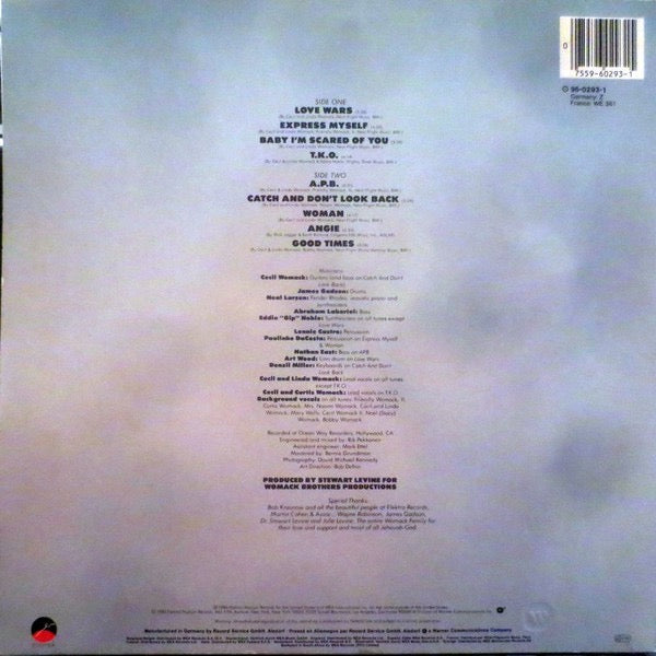 Image of Back Cover of LP - VG+/VG+ - WOMACK & WOMACK, Love Wars (Elektra; 96-0293-1, Germany 1983), Nice clean copy!,  - 4316443C