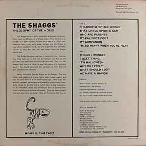 Image of Back Cover of LP - VG/VG+ - THE SHAGGS, Philosophy Of The World (Red Rooster Records; 103, US 1980 Reissue, Misprint: 37022 is 30722 on both labels), Edge Wear,  - 4346202S