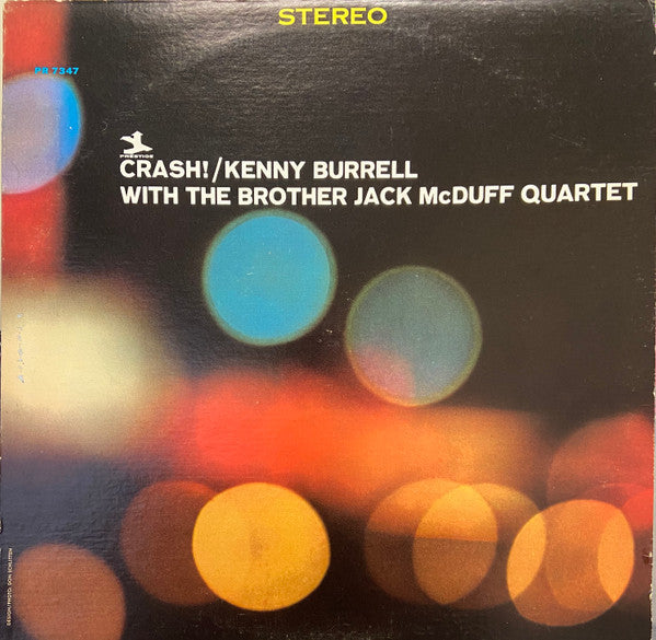 Image of Front Cover of LP - VG/VG - KENNY BURRELL WITH THE BROTHER JACK MCDUFF QUARTET, Crash! (Prestige; PR 7347, US 1963 Reissue, Stereo), Writing And Stains On Rear Sleeve,  - 4326214E
