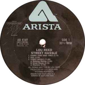 Image of Label Cover of LP - VG/VG - LOU REED, Street Hassle (Arista; AB 4169, US 1978), Light marks, still in opened shrinkwrap with large hype sticker, top right corner promo cut,  - 4346228S