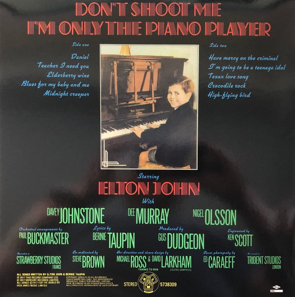 Image of Back Cover of LP - VG+/VG+ - ELTON JOHN, Don't Shoot Me I'm Only The Piano Player (DJM Records; 5738309, Europe 2017 Reissue, Gatefold, Booklet, 180 Gram Vinyl), Clean copy. ,  - 4316399C