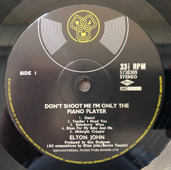Image of Label Cover of LP - VG+/VG+ - ELTON JOHN, Don't Shoot Me I'm Only The Piano Player (DJM Records; 5738309, Europe 2017 Reissue, Gatefold, Booklet, 180 Gram Vinyl), Clean copy. ,  - 4316399C