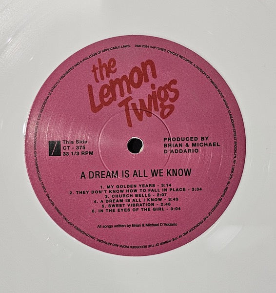 Image of Label Cover of LP - VG+/VG+ - THE LEMON TWIGS, A Dream Is All We Know (Captured Tracks; CT-375, USA, Canada & Europe 2024, Inner, Poster, White Ice Cream Vinyl), ,  - 4346245S